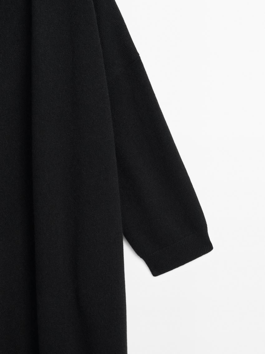 Massimo Dutti Cashmere Extra Long Knit Women Cardigan Black | US-SB4067123