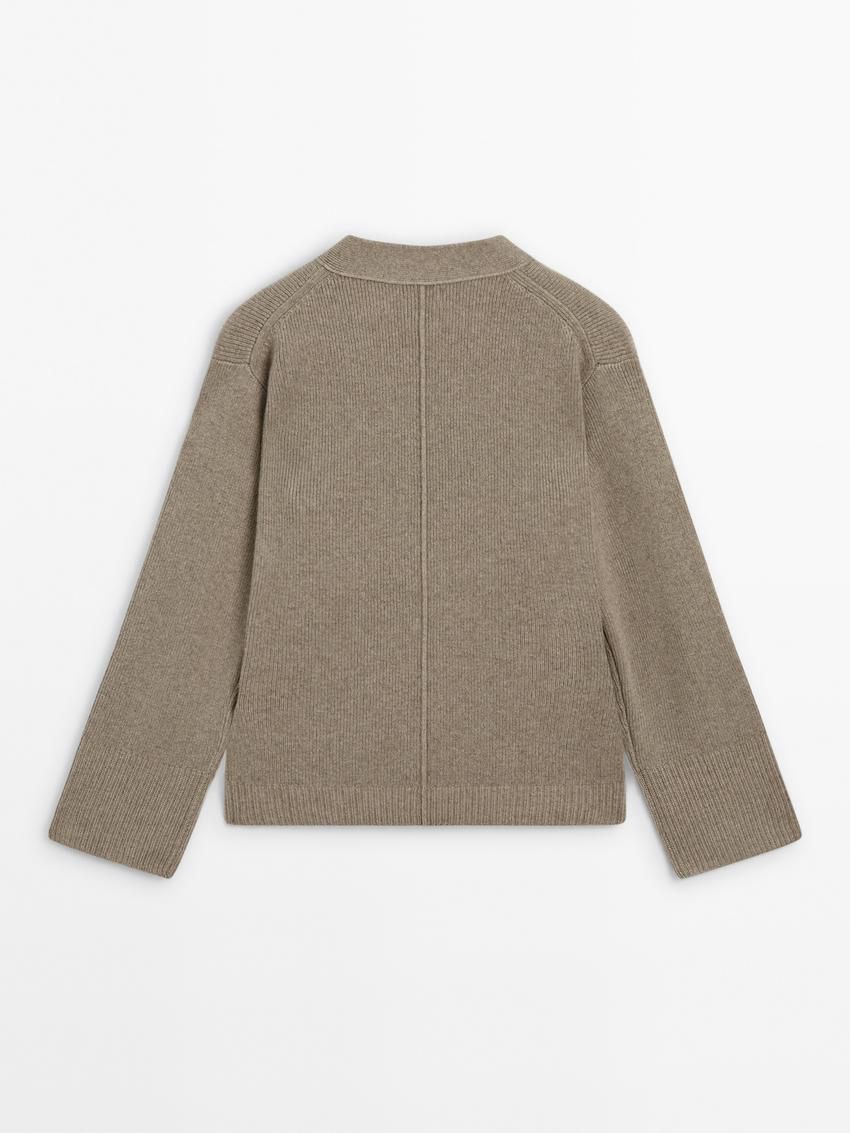Massimo Dutti Cashmere Fitted Knit Women Cardigan Light Khaki | US-IP5372408