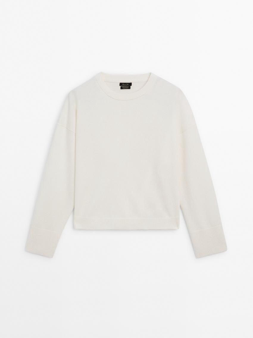 Massimo Dutti Cashmere Knit Crew Neck Women Sweater Cream | US-ZE2304567