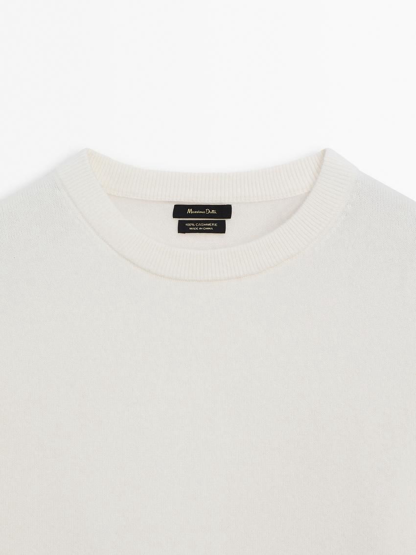 Massimo Dutti Cashmere Knit Crew Neck Women Sweater Cream | US-ZE2304567