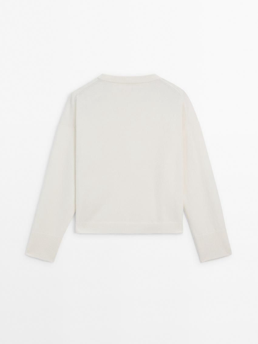 Massimo Dutti Cashmere Knit Crew Neck Women Sweater Cream | US-ZE2304567