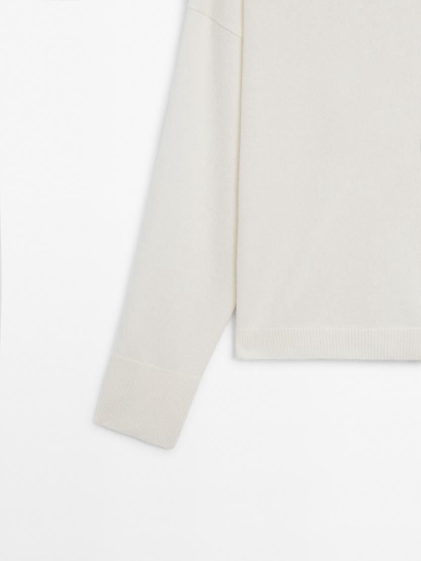 Massimo Dutti Cashmere Knit Crew Neck Women Sweater Cream | US-ZE2304567