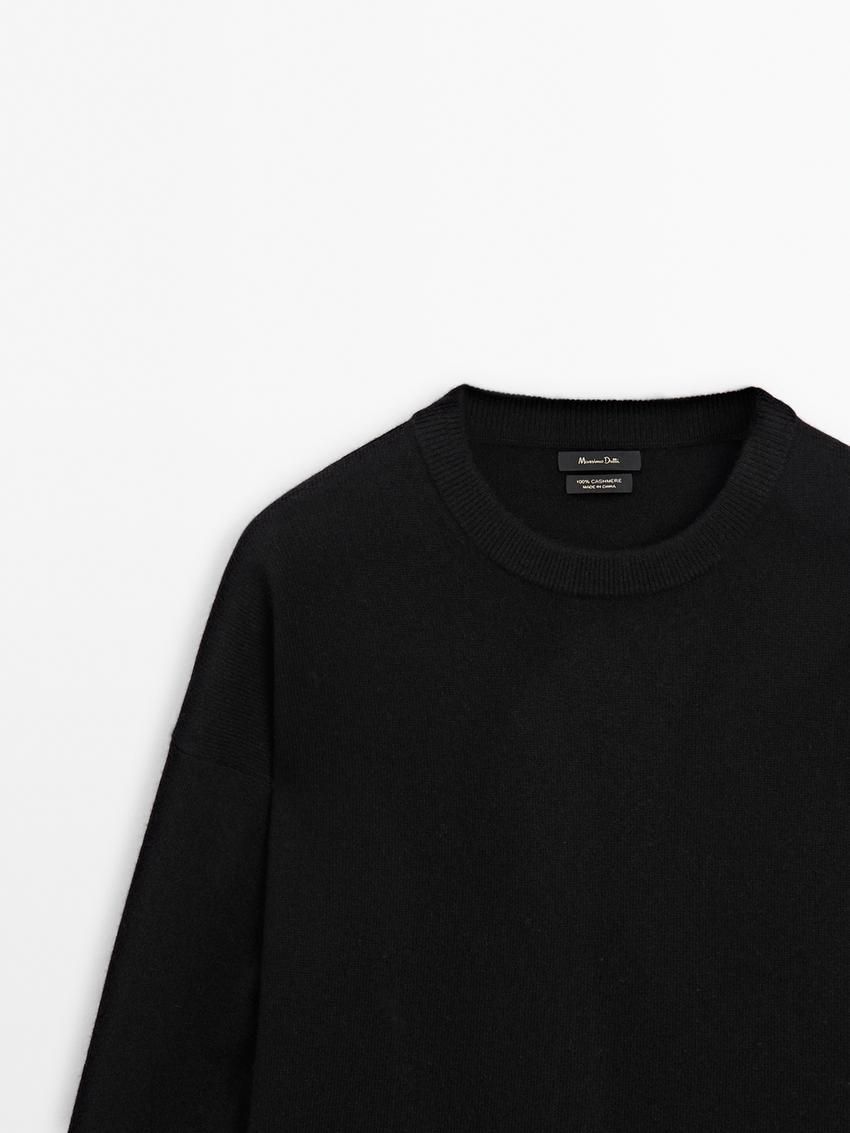 Massimo Dutti Cashmere Knit Crew Neck Women Sweater Black | US-QB9645180