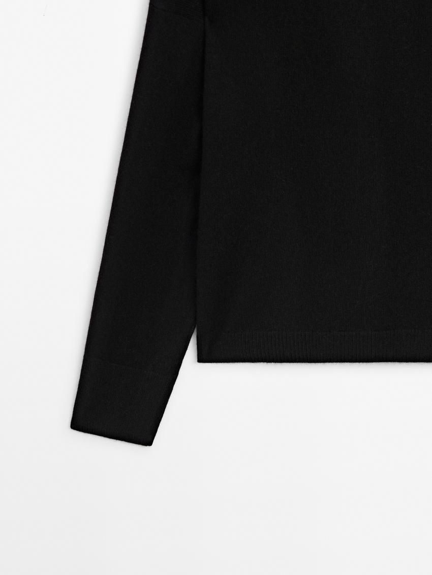 Massimo Dutti Cashmere Knit Crew Neck Women Sweater Black | US-QB9645180