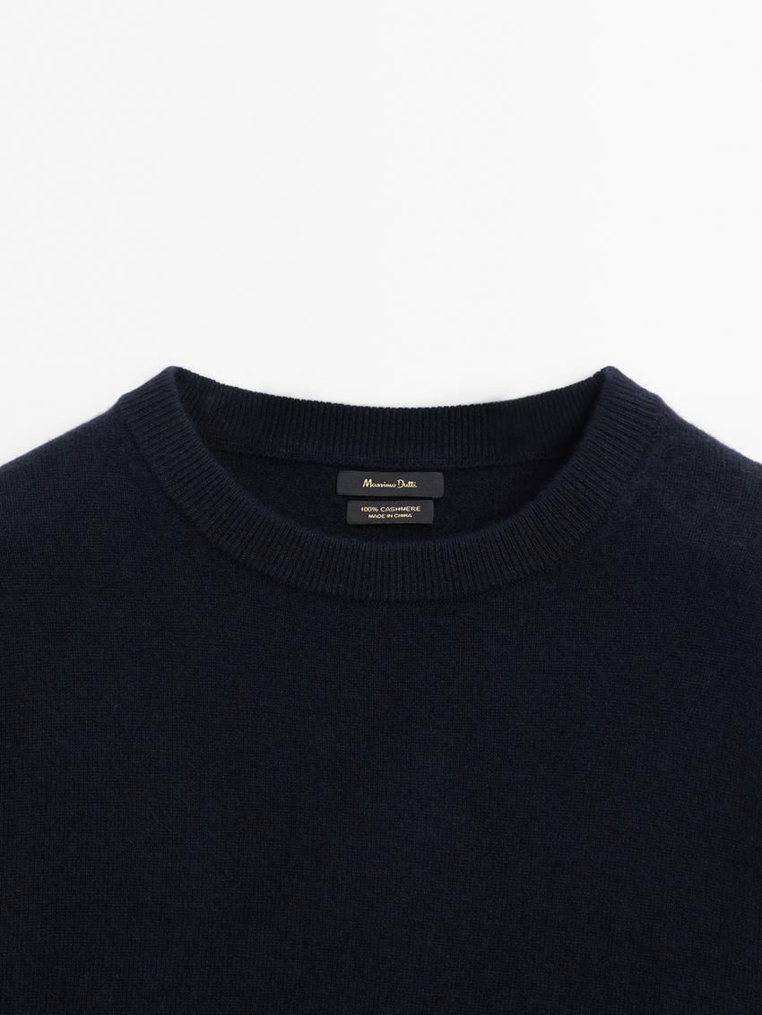 Massimo Dutti Cashmere Knit Crew Neck Women Sweater Navy | US-YZ5064928