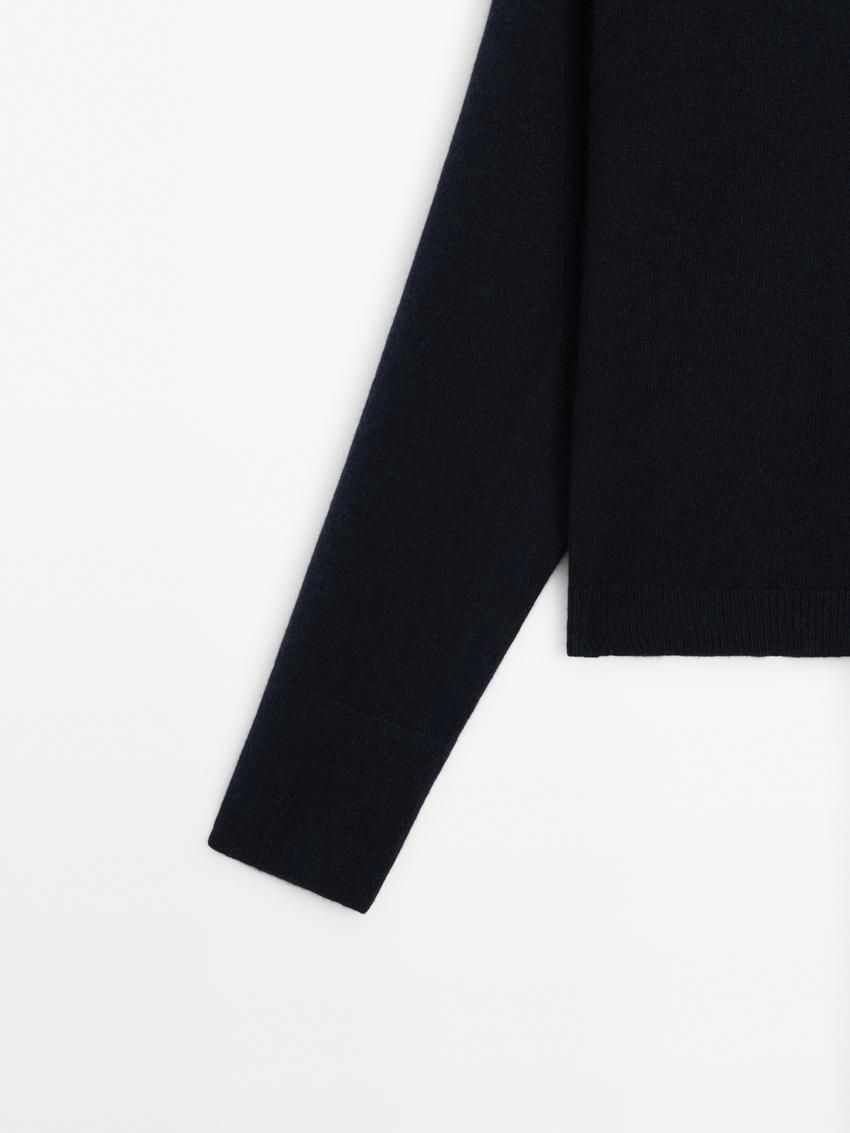 Massimo Dutti Cashmere Knit Crew Neck Women Sweater Navy | US-YZ5064928