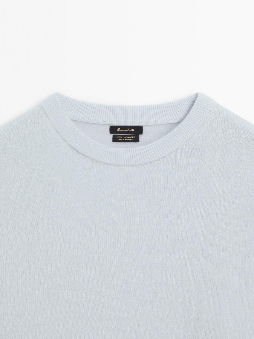 Massimo Dutti Cashmere Knit Crew Neck Women Sweater Light Blue | US-VN1062459
