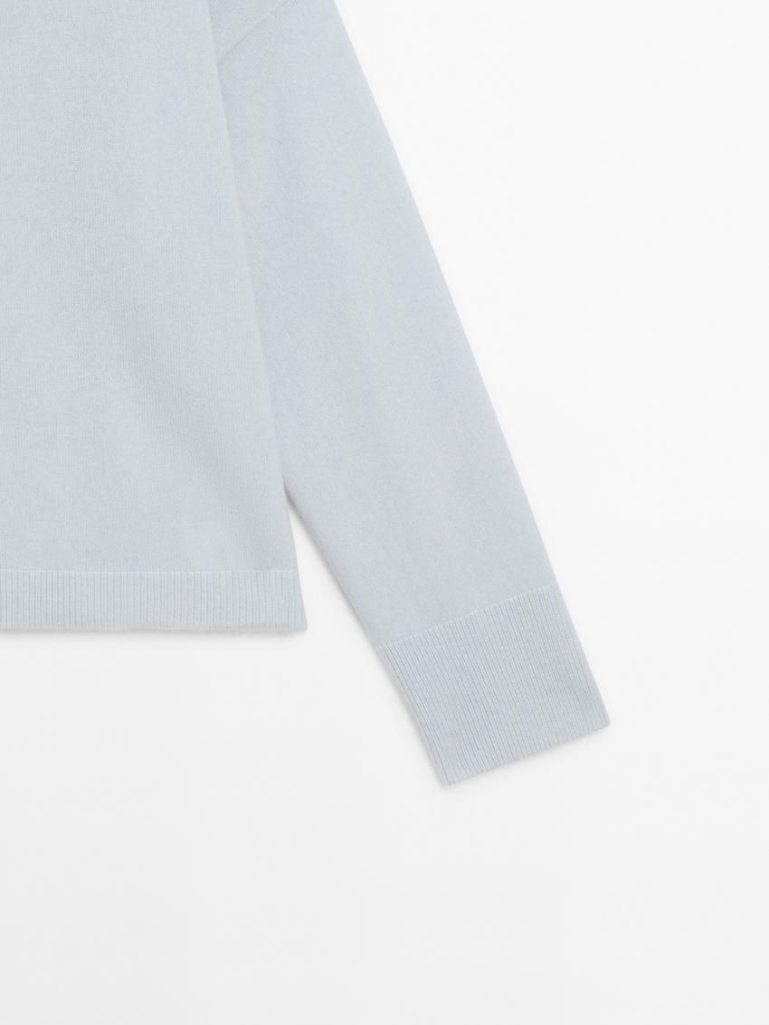 Massimo Dutti Cashmere Knit Crew Neck Women Sweater Light Blue | US-VN1062459