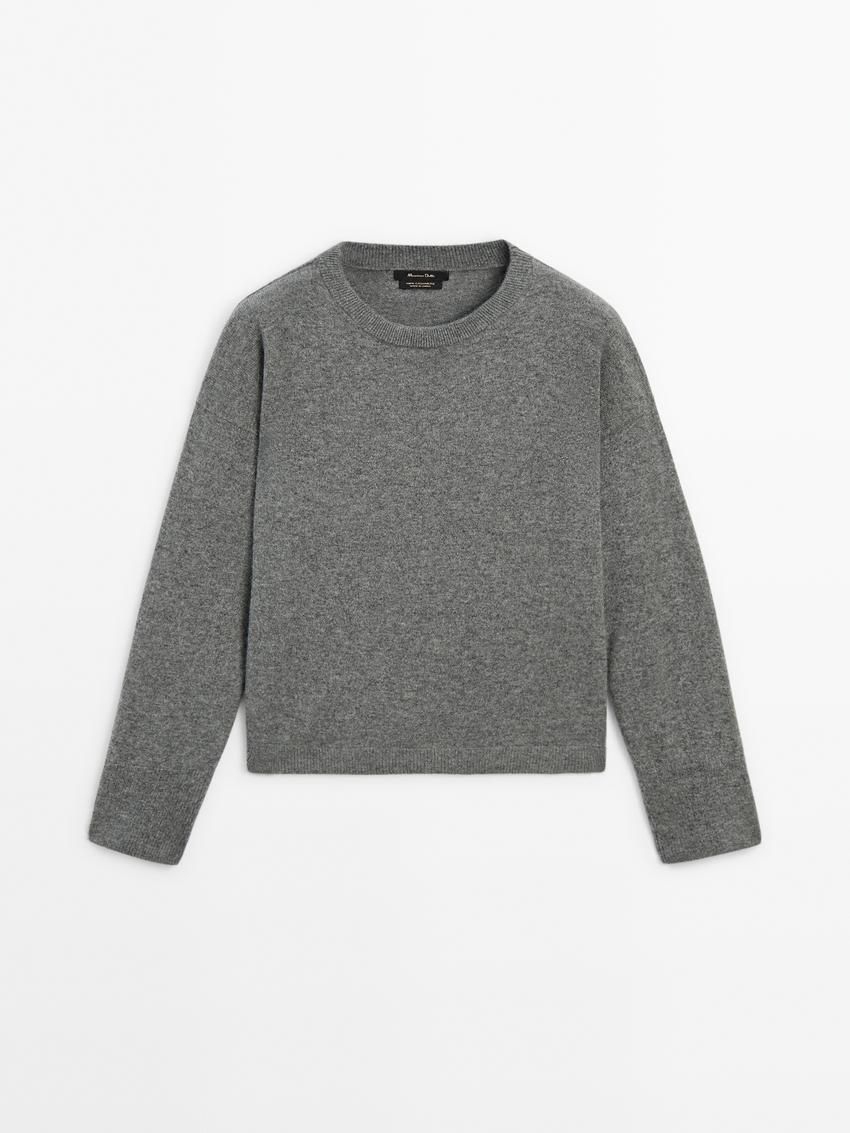 Massimo Dutti Cashmere Knit Crew Neck Women Sweater Grey | US-BE9824560