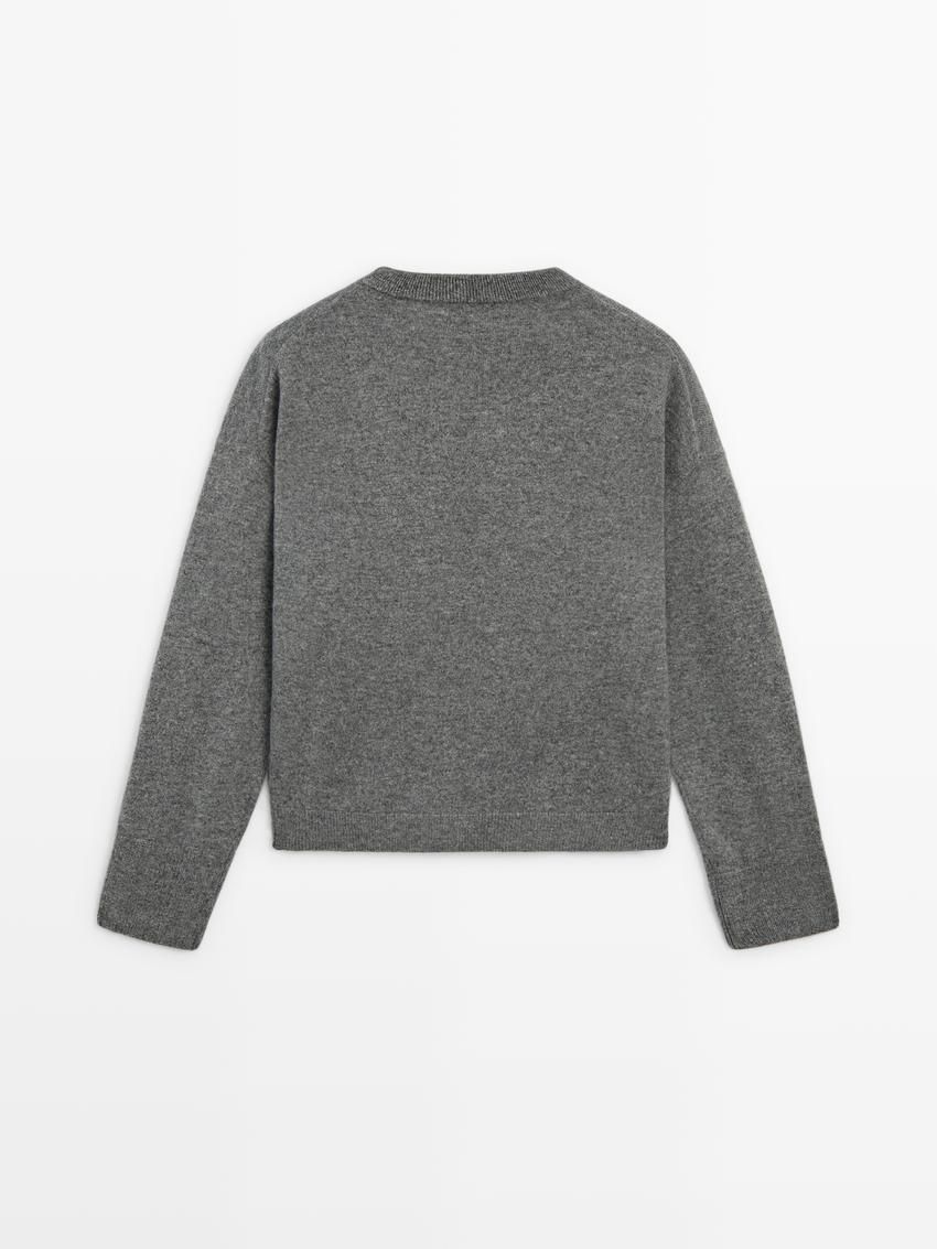 Massimo Dutti Cashmere Knit Crew Neck Women Sweater Grey | US-BE9824560