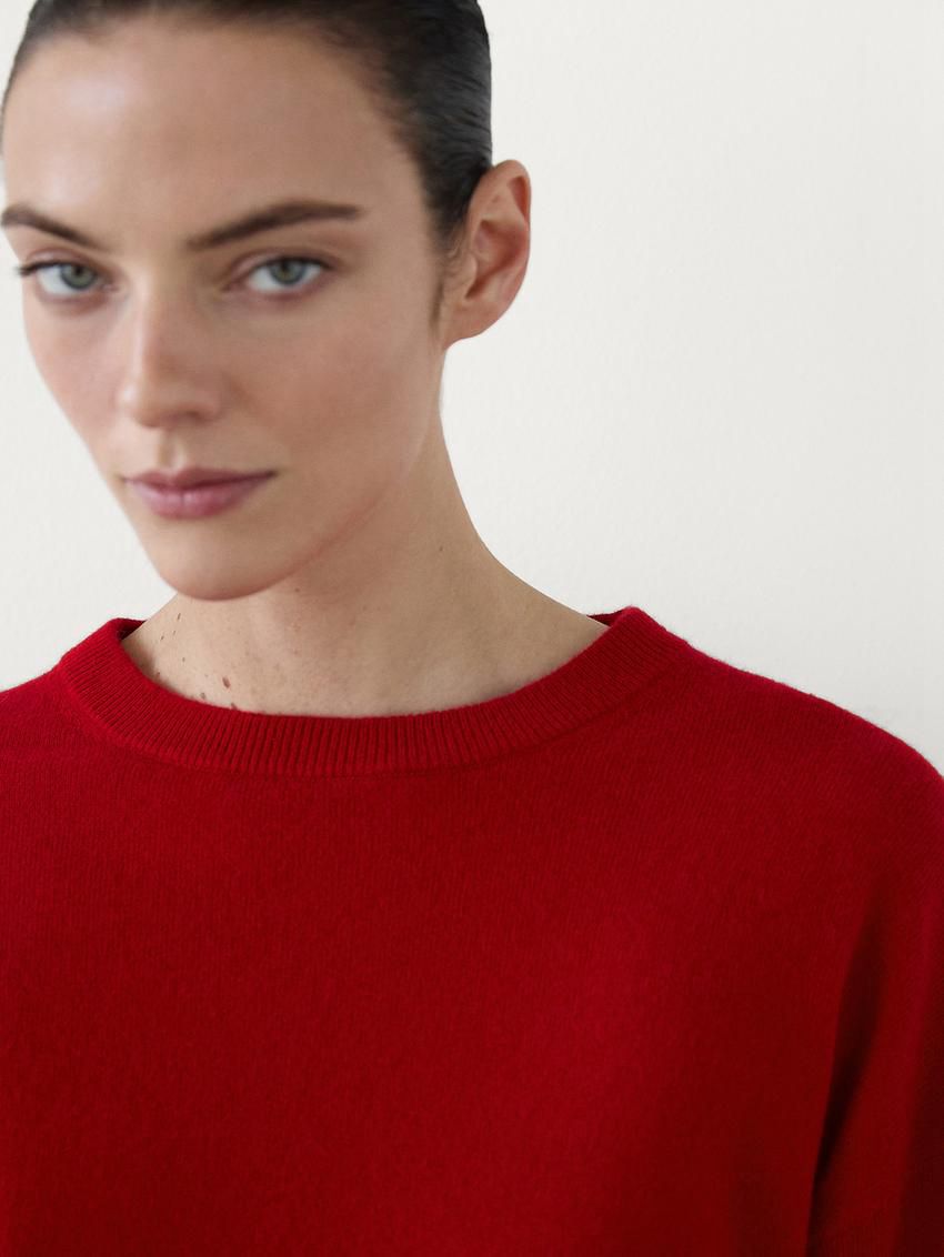 Massimo Dutti Cashmere Knit Crew Neck Women Sweater Red | US-CB5642378