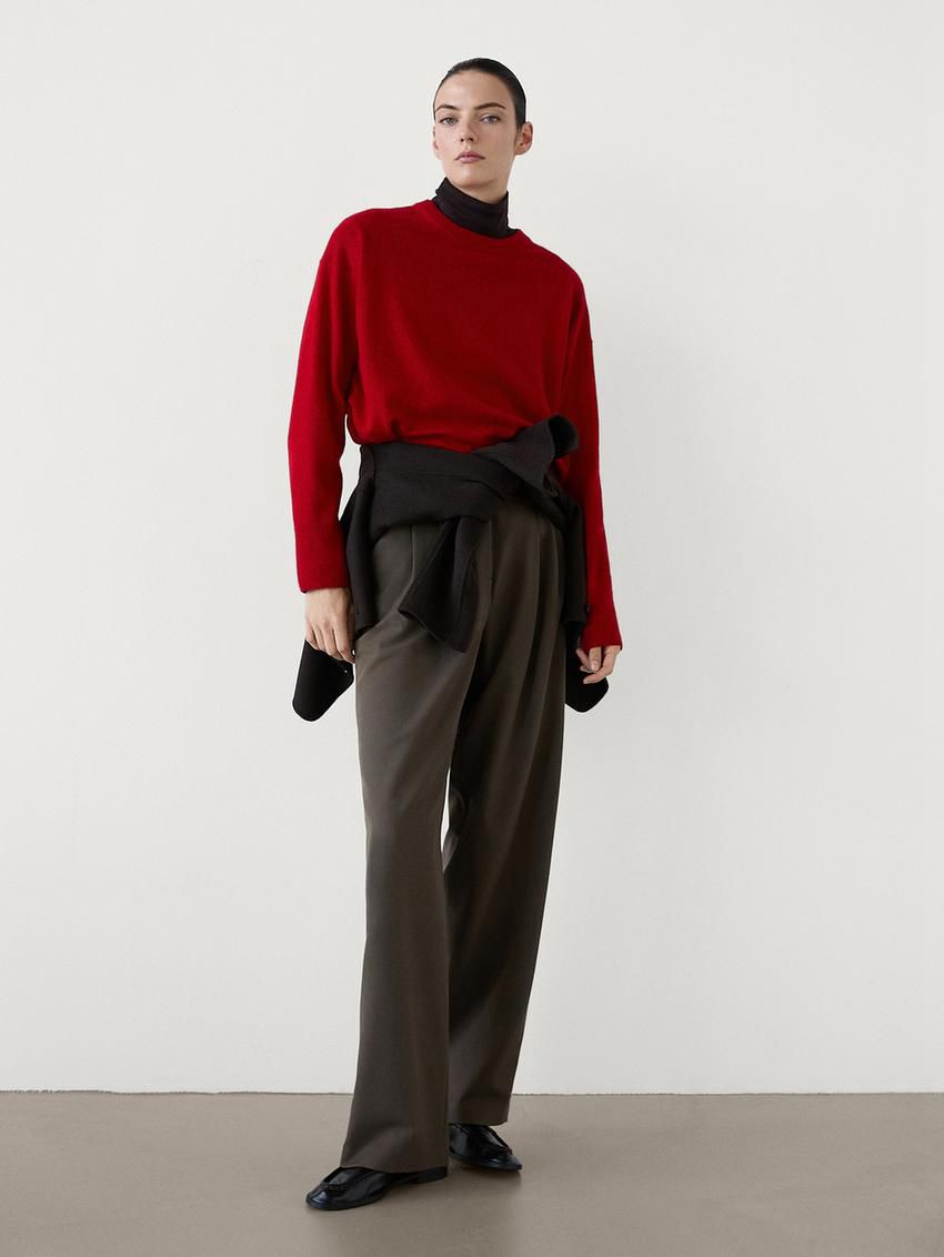 Massimo Dutti Cashmere Knit Crew Neck Women Sweater Red | US-CB5642378