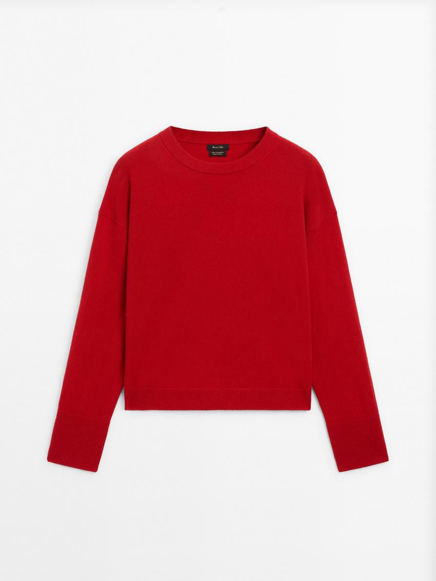 Massimo Dutti Cashmere Knit Crew Neck Women Sweater Red | US-CB5642378