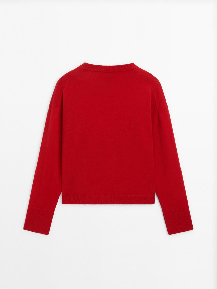 Massimo Dutti Cashmere Knit Crew Neck Women Sweater Red | US-CB5642378