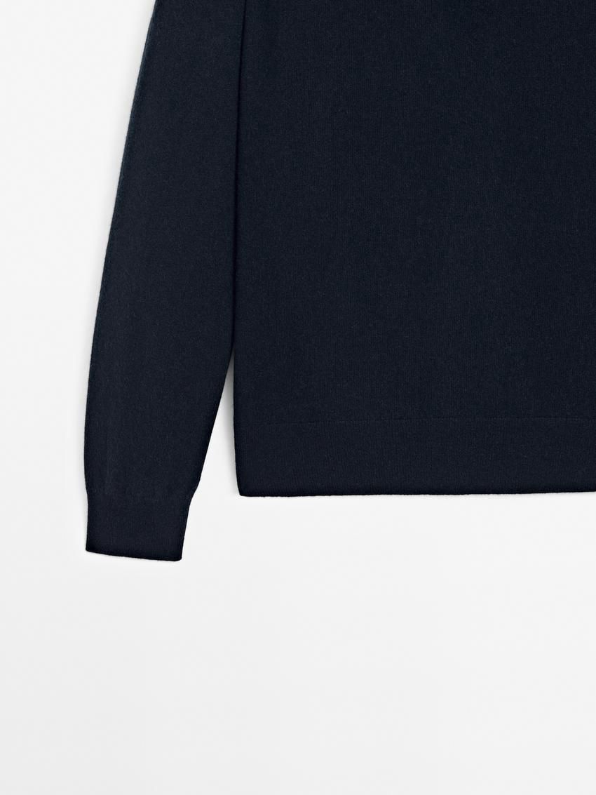 Massimo Dutti Cashmere Knit Polo Collar Men Sweater Navy | US-AC4520193