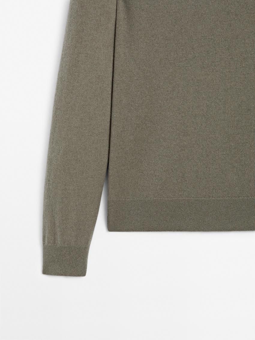 Massimo Dutti Cashmere Knit Polo Collar Men Sweater Khaki | US-MH8653170
