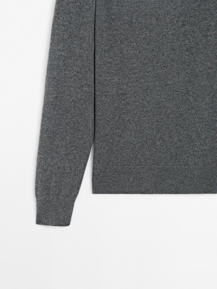 Massimo Dutti Cashmere Knit Polo Collar Men Sweater Dark Grey | US-OH0519384