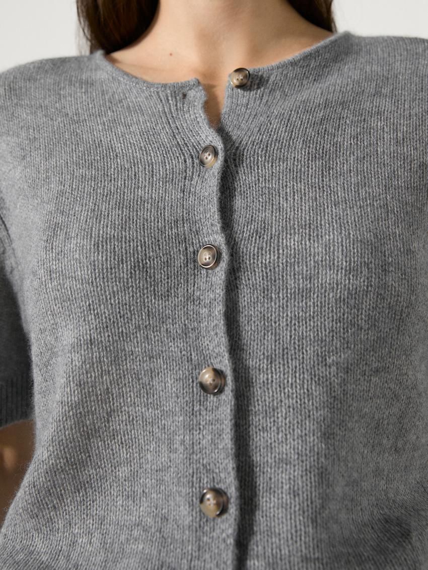 Massimo Dutti Cashmere Knit Short Sleeve Women Cardigan Grey | US-EJ6283197