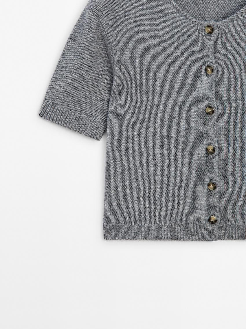 Massimo Dutti Cashmere Knit Short Sleeve Women Cardigan Grey | US-EJ6283197