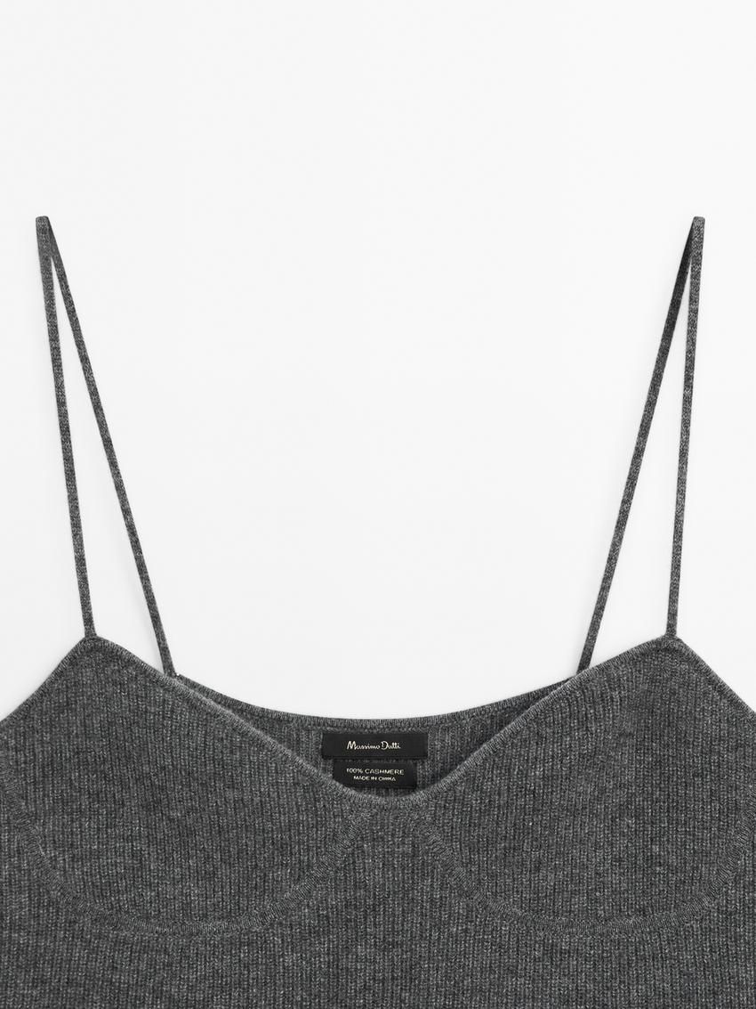 Massimo Dutti Cashmere Knit Strappy Women Top Dark Grey | US-DN3125798
