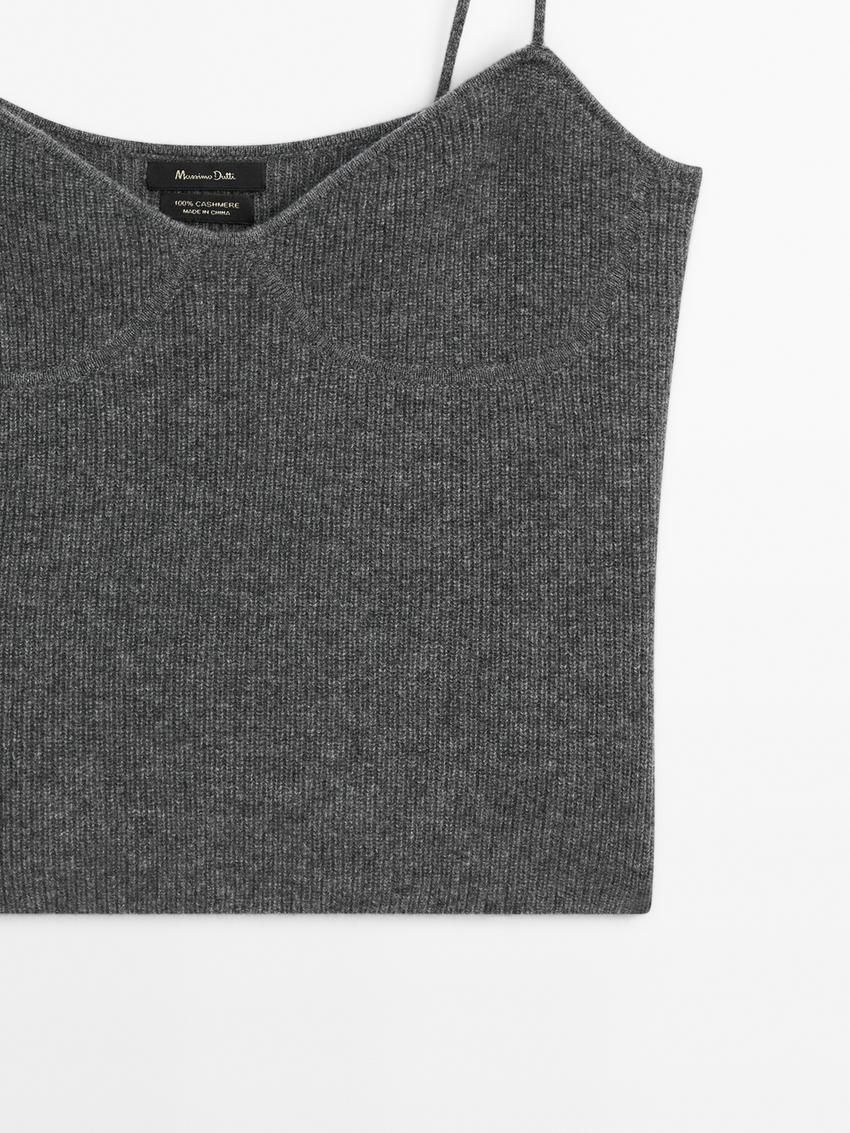 Massimo Dutti Cashmere Knit Strappy Women Top Dark Grey | US-DN3125798