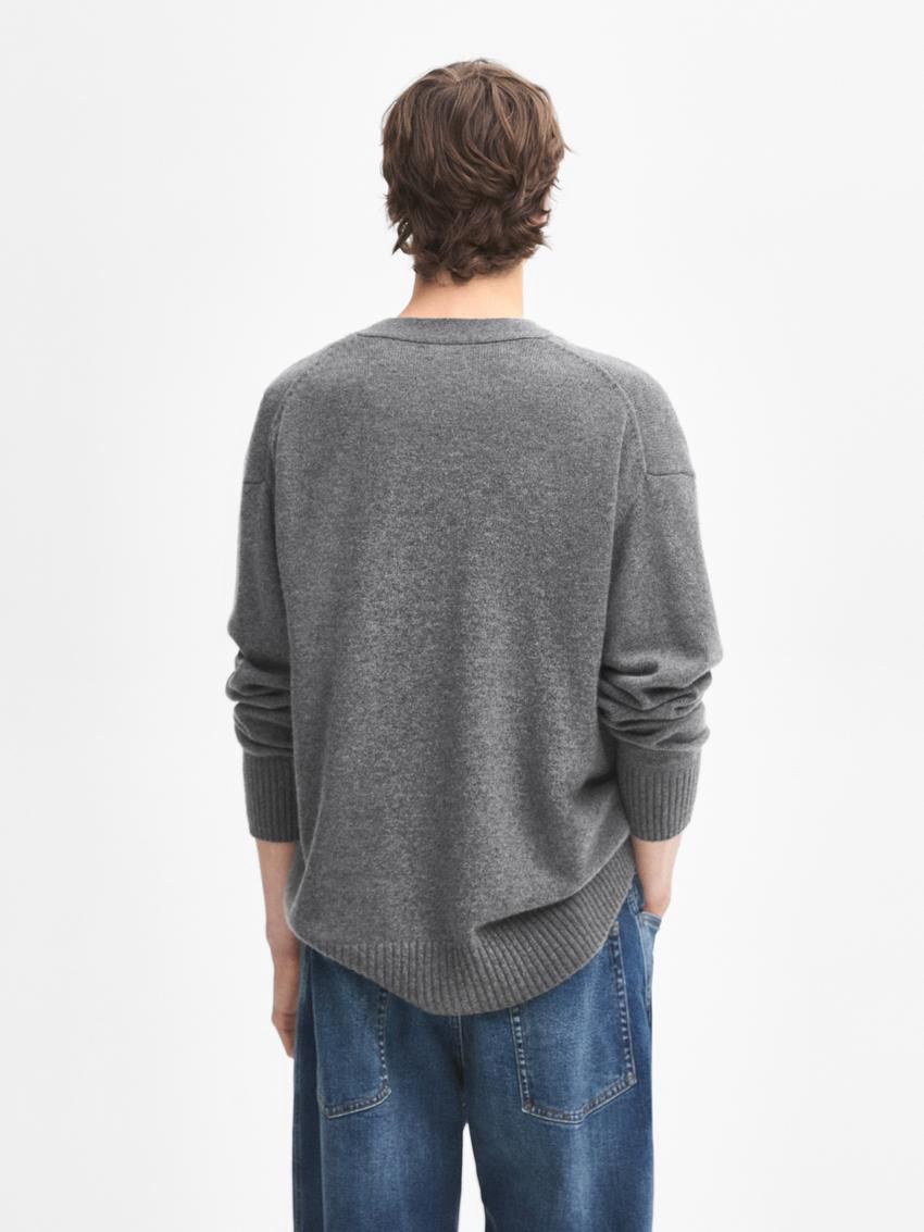 Massimo Dutti Cashmere Knit With Buttons Men Cardigan Grey | US-SZ9842576