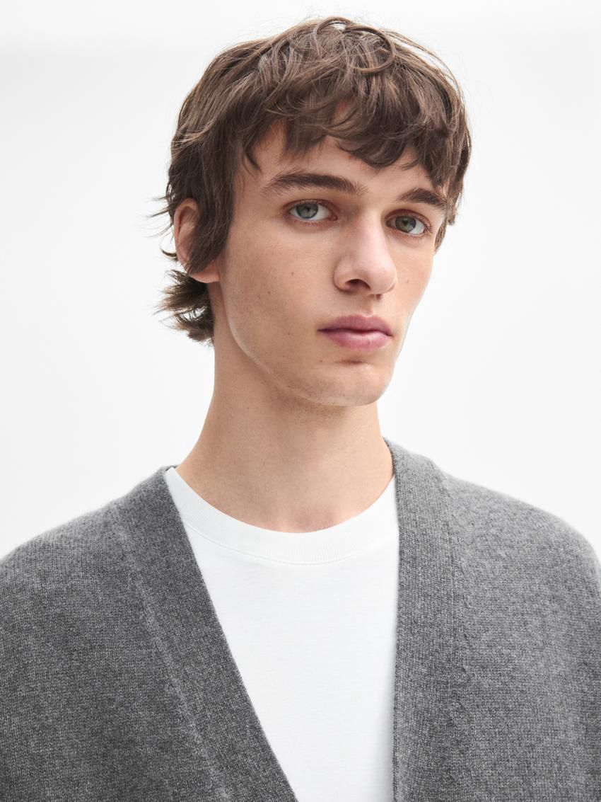 Massimo Dutti Cashmere Knit With Buttons Men Cardigan Grey | US-SZ9842576