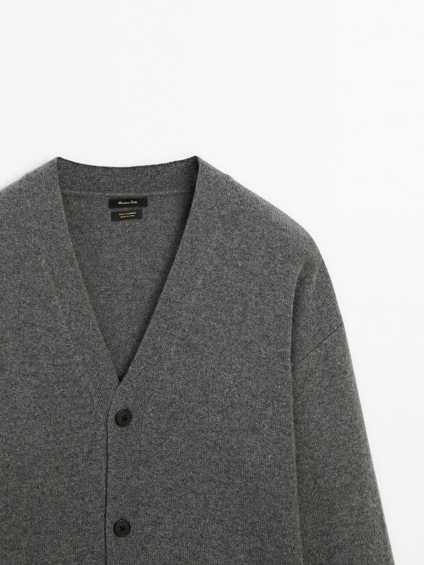 Massimo Dutti Cashmere Knit With Buttons Men Cardigan Grey | US-SZ9842576