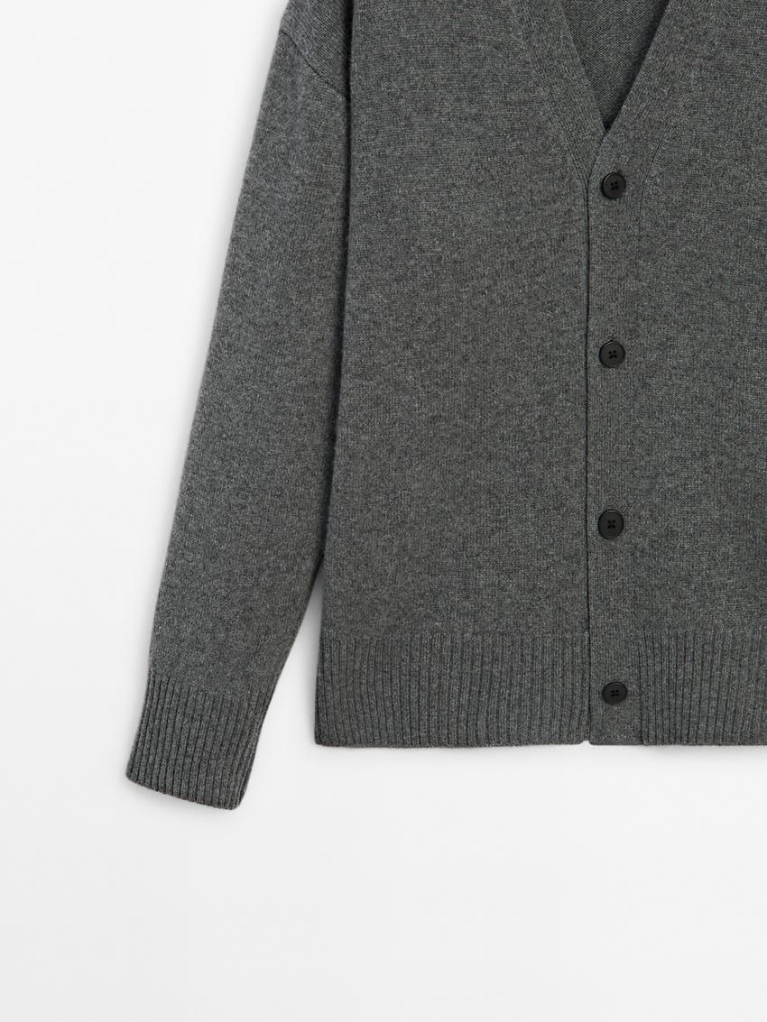 Massimo Dutti Cashmere Knit With Buttons Men Cardigan Grey | US-SZ9842576