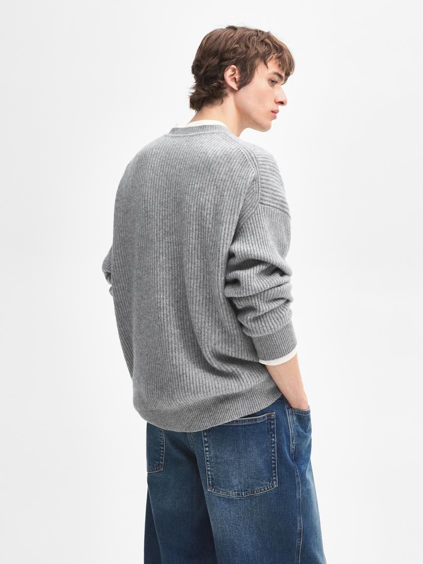 Massimo Dutti Cashmere Knitted Jumper Men Jumpers Grey | US-PY5046718