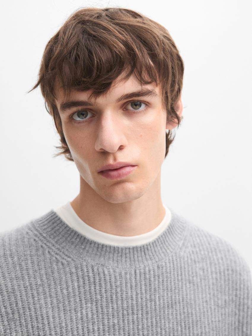 Massimo Dutti Cashmere Knitted Jumper Men Jumpers Grey | US-PY5046718
