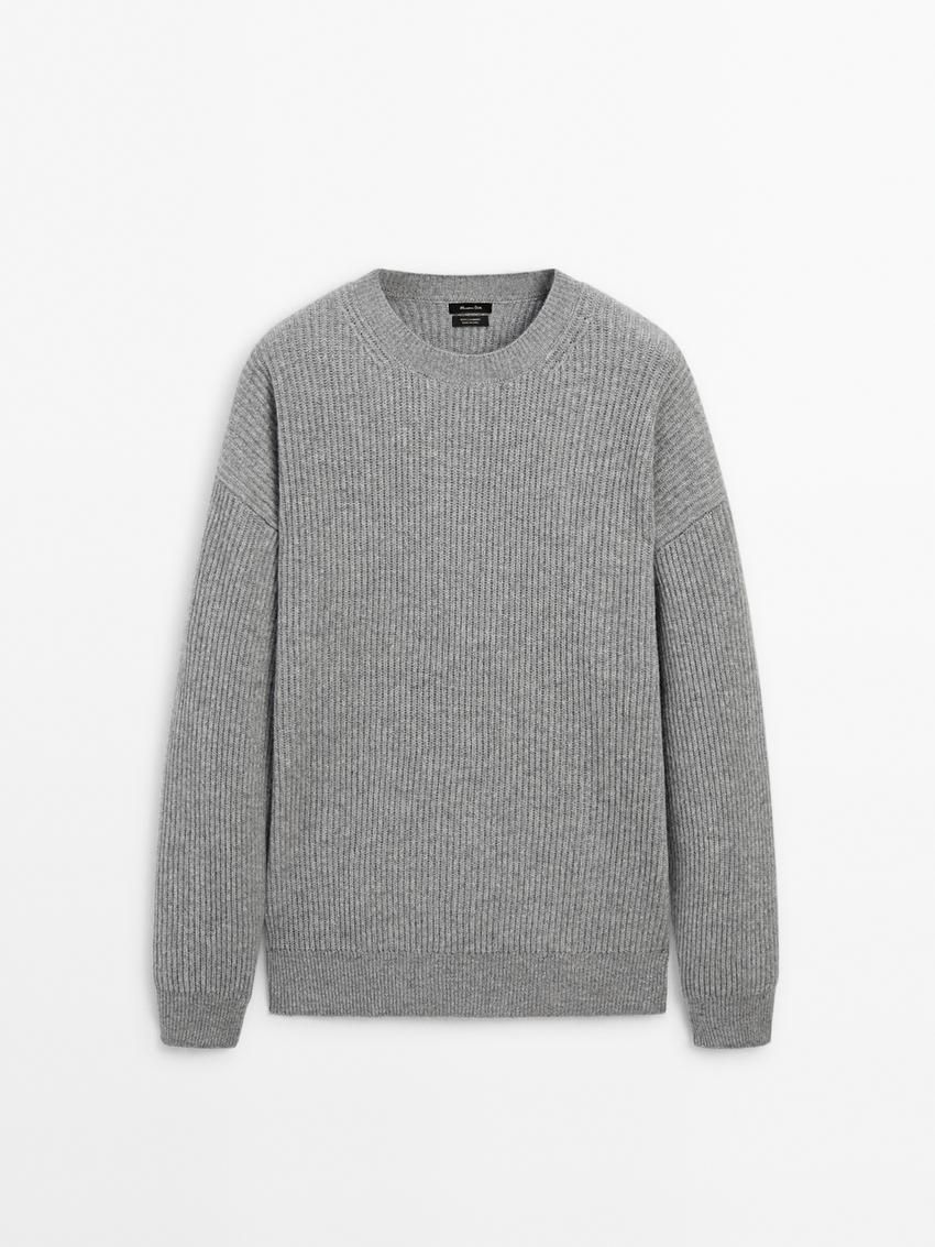Massimo Dutti Cashmere Knitted Jumper Men Jumpers Grey | US-PY5046718