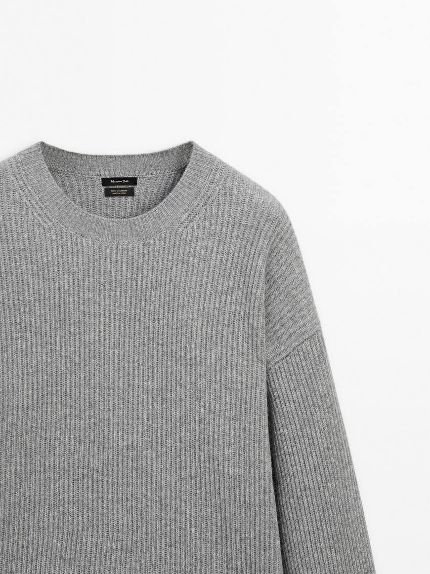 Massimo Dutti Cashmere Knitted Jumper Men Jumpers Grey | US-PY5046718