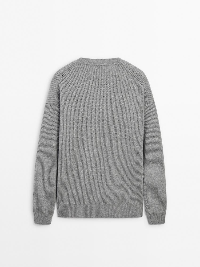 Massimo Dutti Cashmere Knitted Jumper Men Jumpers Grey | US-PY5046718