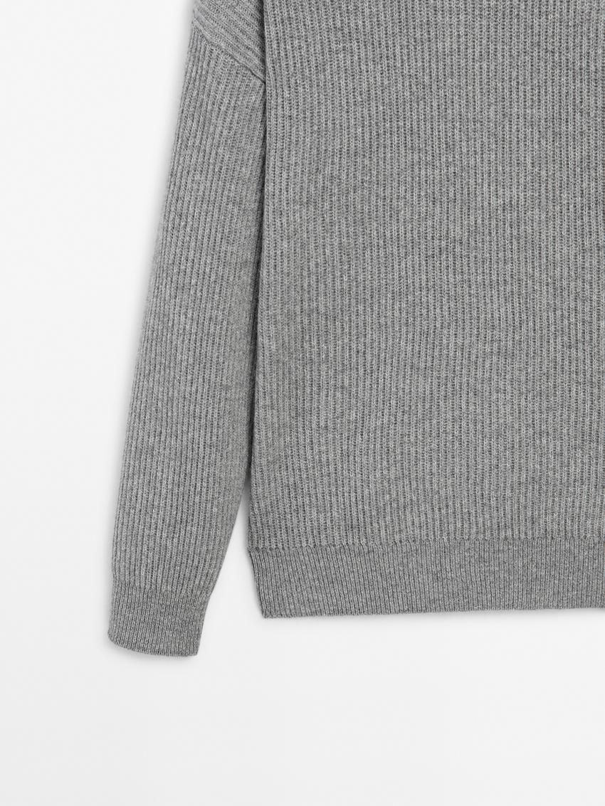 Massimo Dutti Cashmere Knitted Jumper Men Jumpers Grey | US-PY5046718