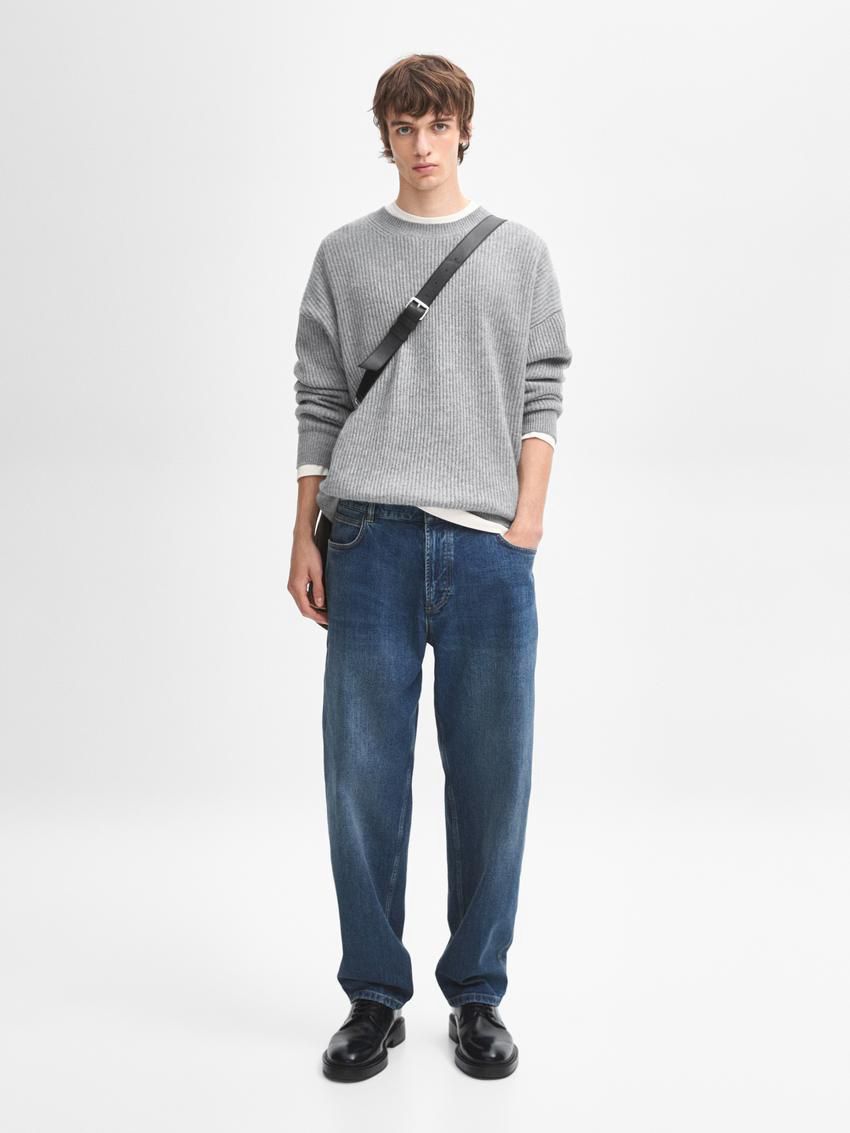 Massimo Dutti Cashmere Knitted Jumper Men Jumpers Grey | US-PY5046718