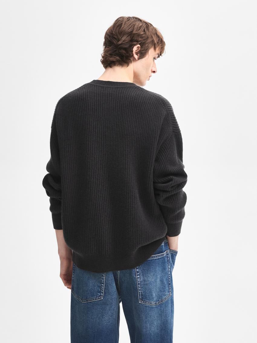 Massimo Dutti Cashmere Knitted Jumper Men Jumpers Black | US-ZA0162475