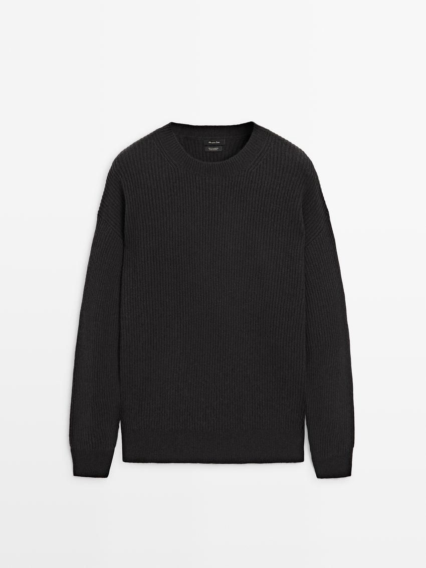 Massimo Dutti Cashmere Knitted Jumper Men Jumpers Black | US-ZA0162475