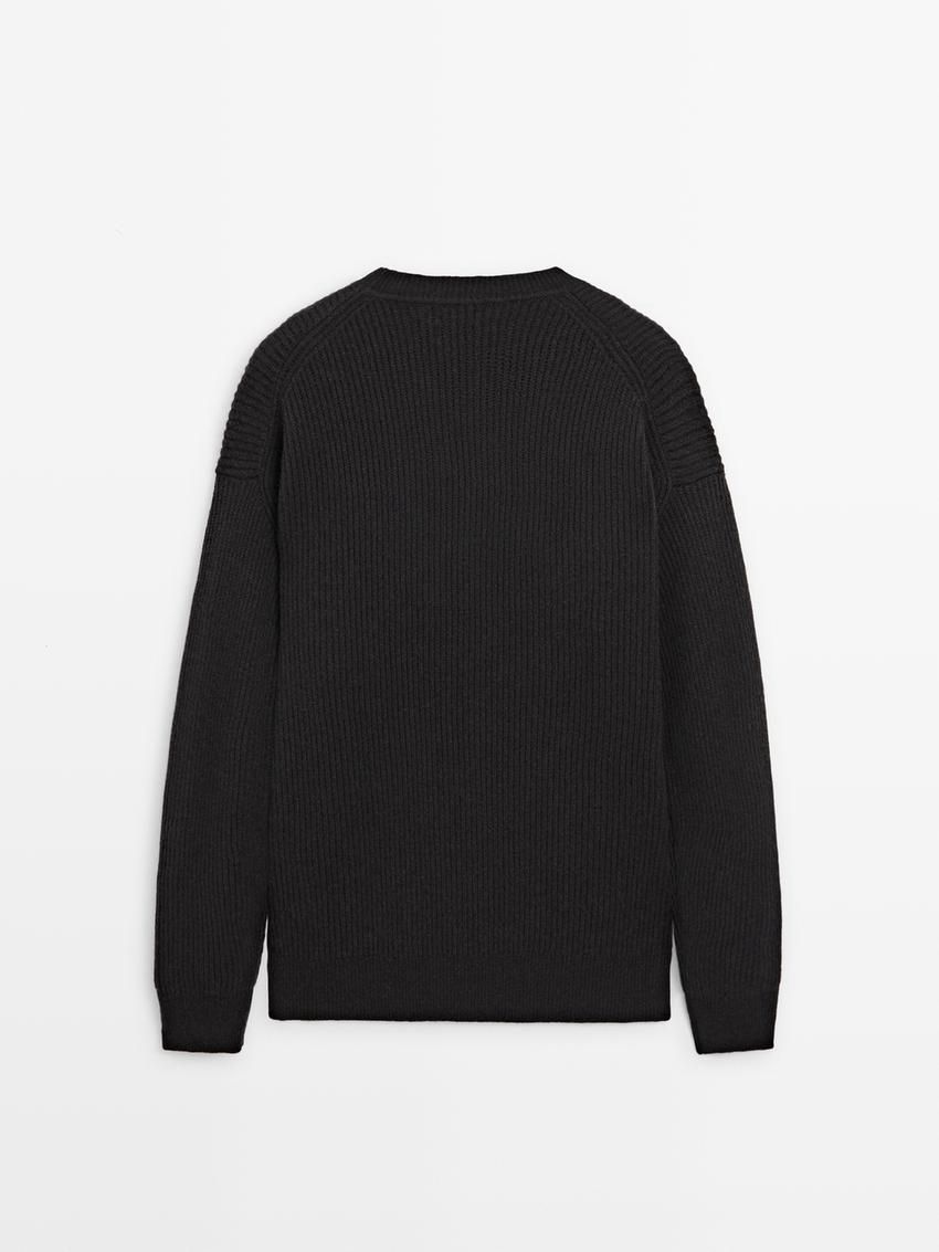 Massimo Dutti Cashmere Knitted Jumper Men Jumpers Black | US-ZA0162475
