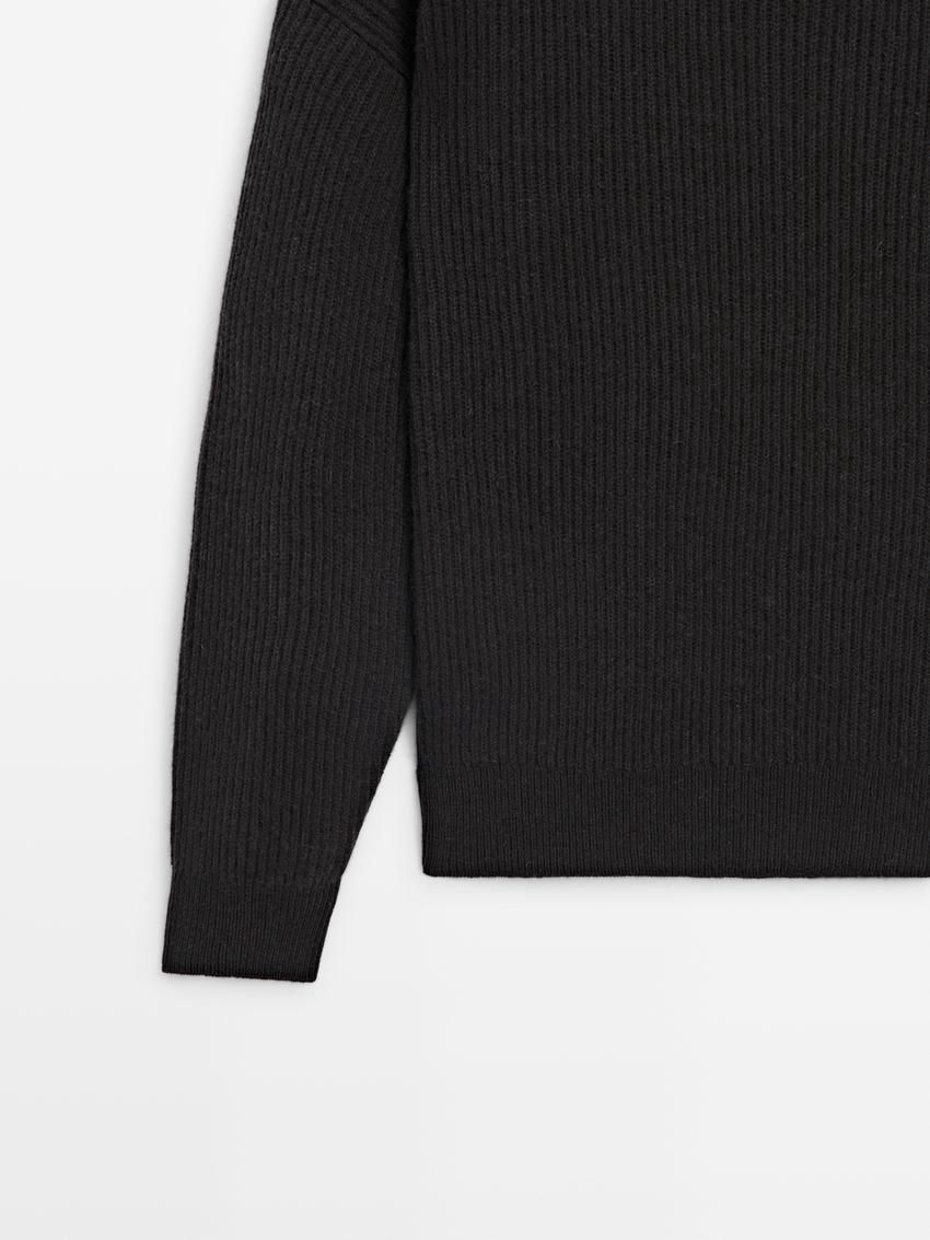 Massimo Dutti Cashmere Knitted Jumper Men Jumpers Black | US-ZA0162475