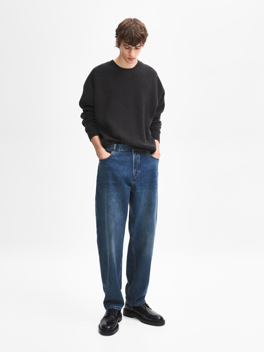 Massimo Dutti Cashmere Knitted Jumper Men Jumpers Black | US-ZA0162475