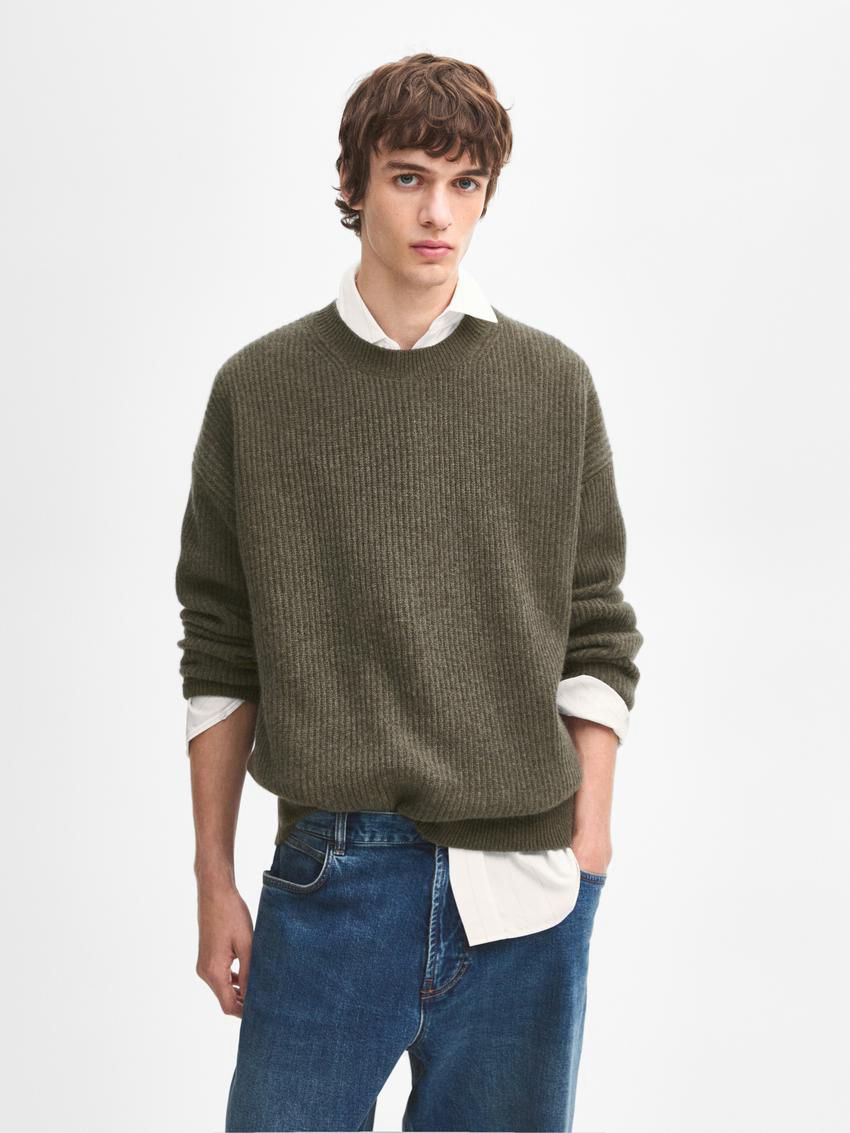 Massimo Dutti Cashmere Knitted Jumper Men Jumpers Green | US-BP3571942