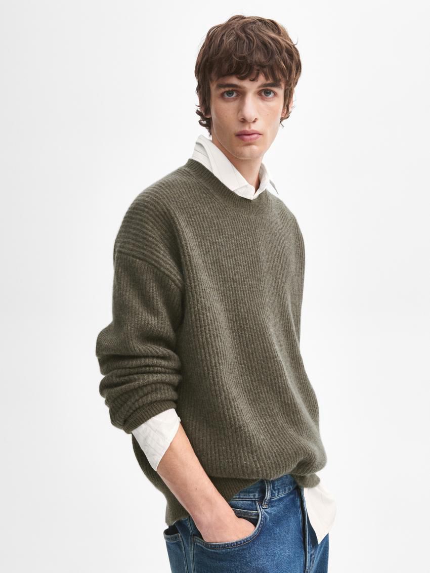 Massimo Dutti Cashmere Knitted Jumper Men Jumpers Green | US-BP3571942