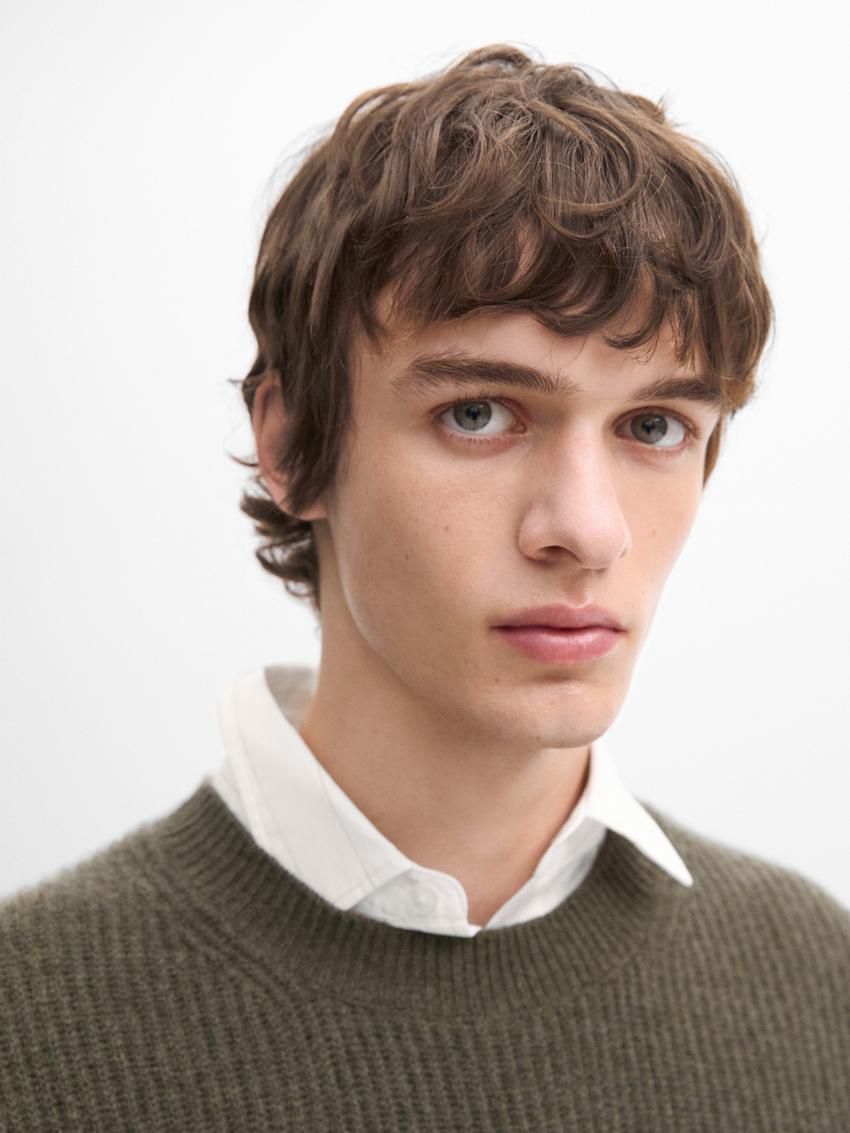 Massimo Dutti Cashmere Knitted Jumper Men Jumpers Green | US-BP3571942