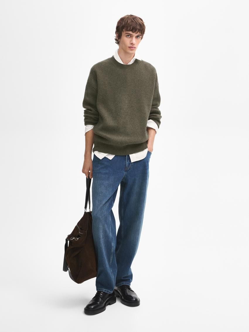 Massimo Dutti Cashmere Knitted Jumper Men Jumpers Green | US-BP3571942