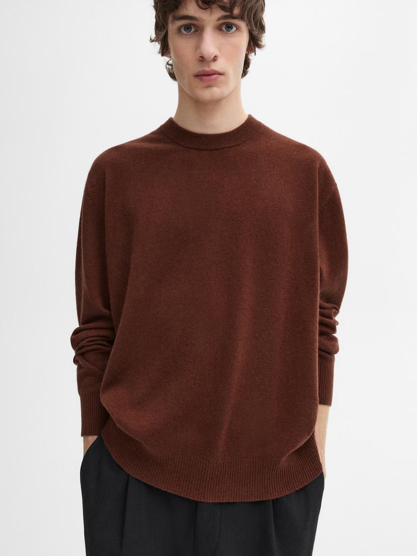 Massimo Dutti Cashmere Knitted Men Jumpers Brown Red | US-WG1902786
