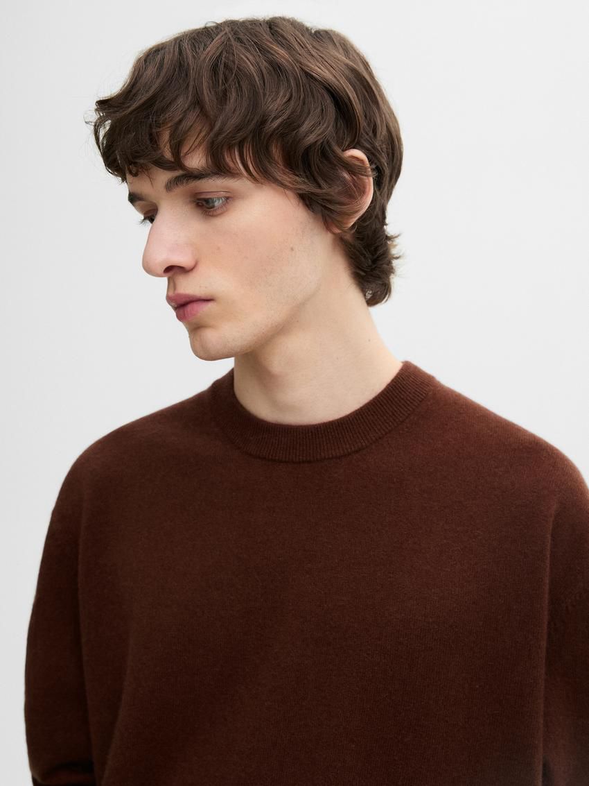 Massimo Dutti Cashmere Knitted Men Jumpers Brown Red | US-WG1902786