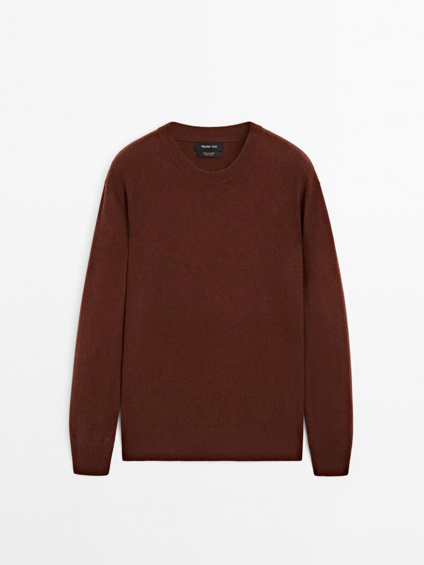 Massimo Dutti Cashmere Knitted Men Jumpers Brown Red | US-WG1902786