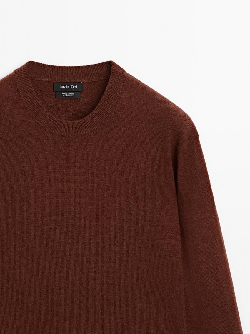 Massimo Dutti Cashmere Knitted Men Jumpers Brown Red | US-WG1902786