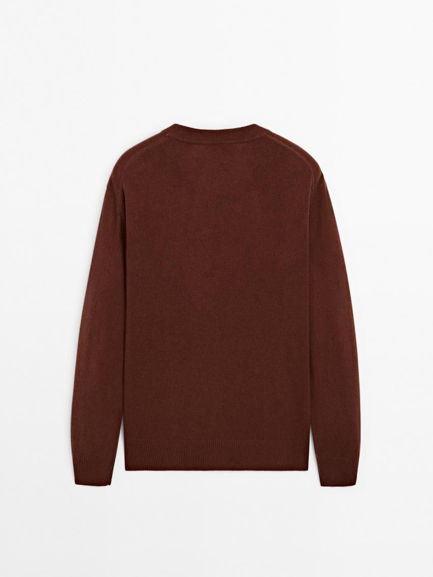 Massimo Dutti Cashmere Knitted Men Jumpers Brown Red | US-WG1902786